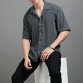 Grey Ash Cuban Collar Corduroy Shirt | H-203