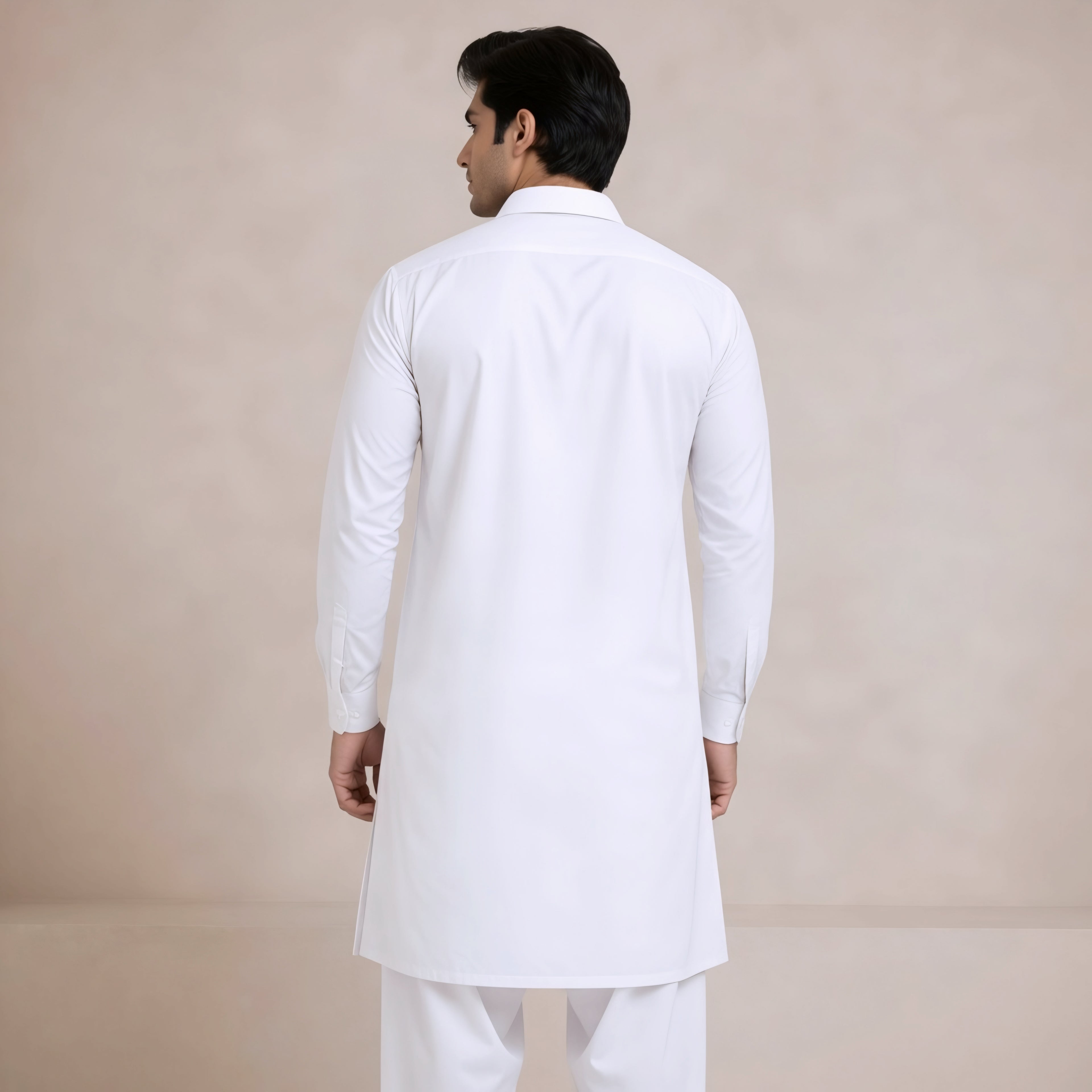Classic White Panjabi & Pajama Full Kabli Set | P-0050