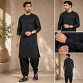 Classic Jet Black - 90s Panjabi Set | P-001