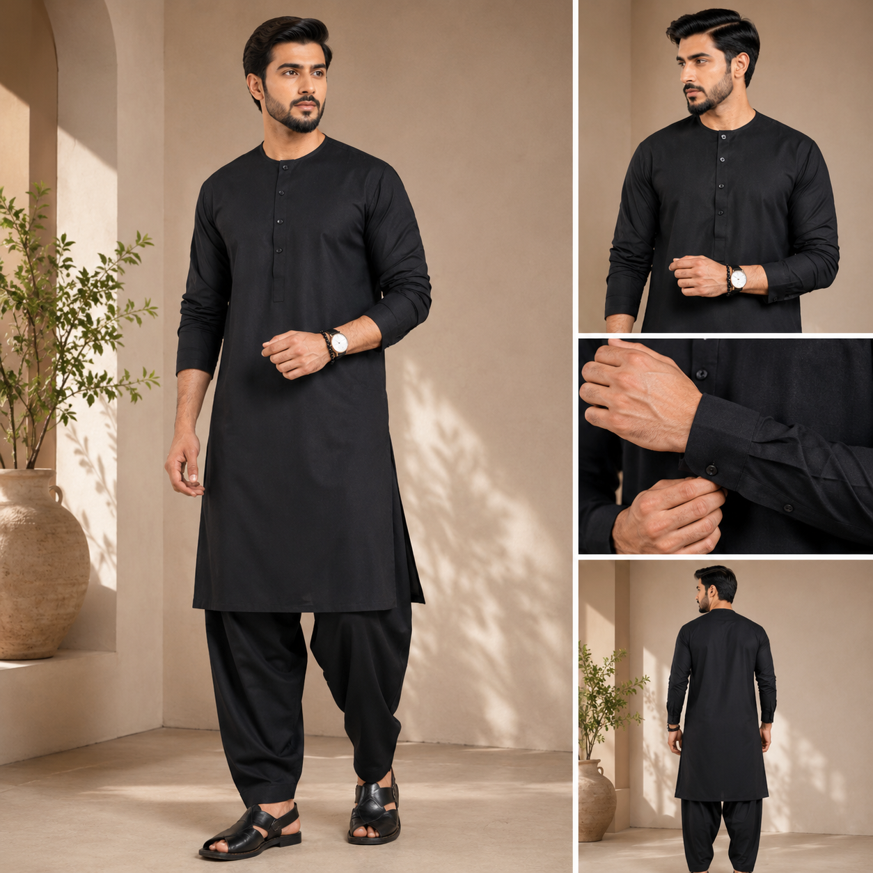Classic Jet Black - 90s Panjabi Set | P-001